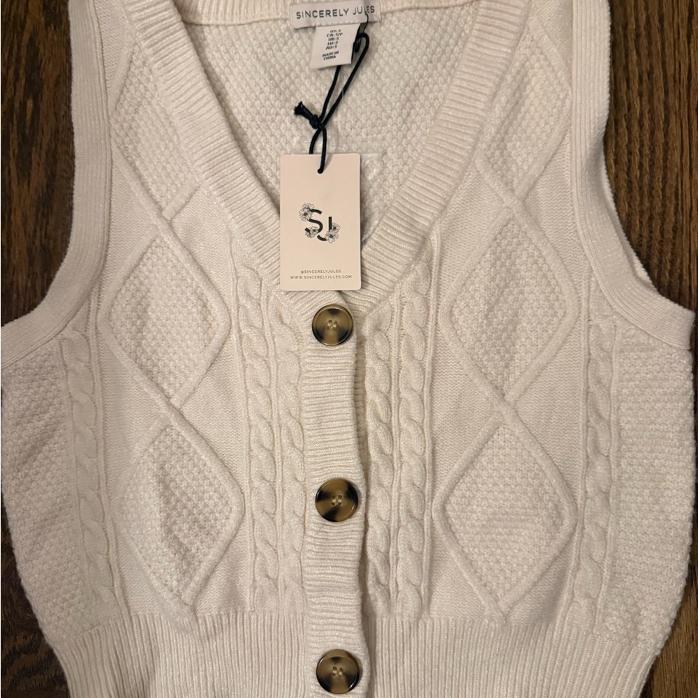 NWT Sincerely Jules Cable Knit Sweater Vest